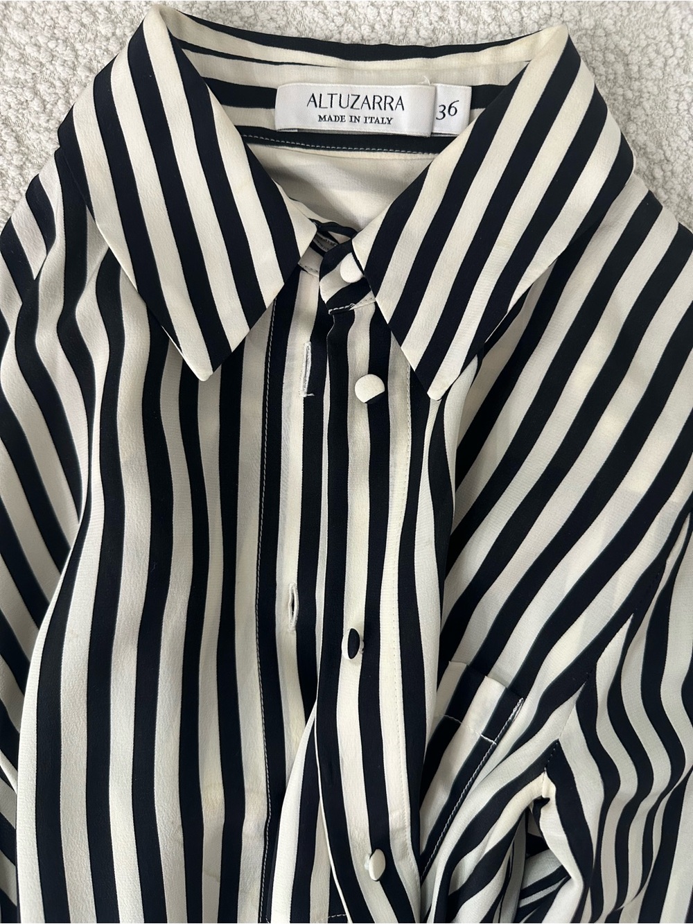 Altuzarra Black and White Vertical Stripe Silk Shirt